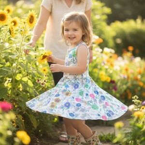 Girls Floral Twirl Dress Sleeveless Fit Flare Multi Color NWT Toddler 3t 4t